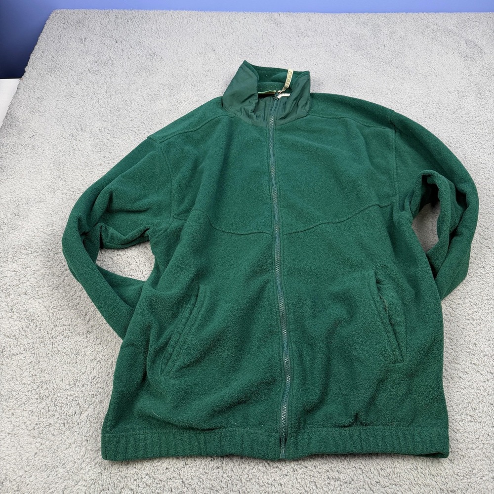 Vintage Ozark Trail Jacket Mens Large Hunter Green Fleece Full Zip 90s Hiking